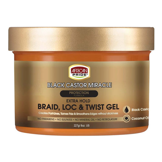 AFRICAN PRIDE Black Castor Miracle Braid Loc & Twist Gel (8oz)