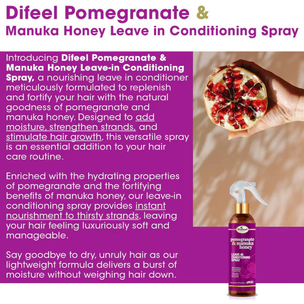 Difeel Pomegranate & Manuka Honey Leave In Conditioning Spray (8oz)