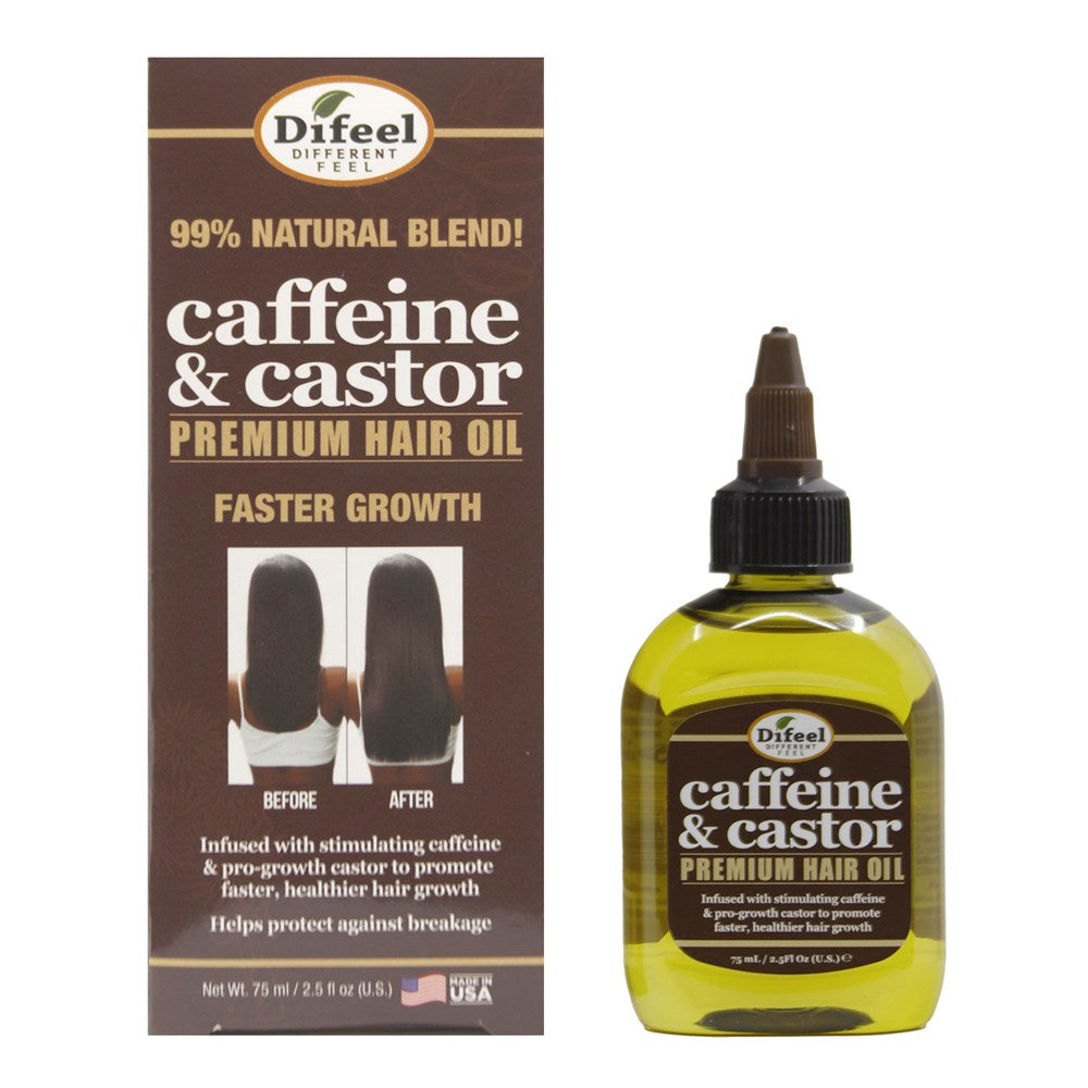 Difeel Caffeine & Castor Faster Growth Premium Hair Oil (2.5oz)